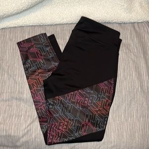 Nike Kids Black Leggings with Pink and Purple Accents